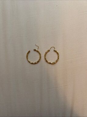 Vintage Gold Twisted Hoop Earrings - Women Jewelry